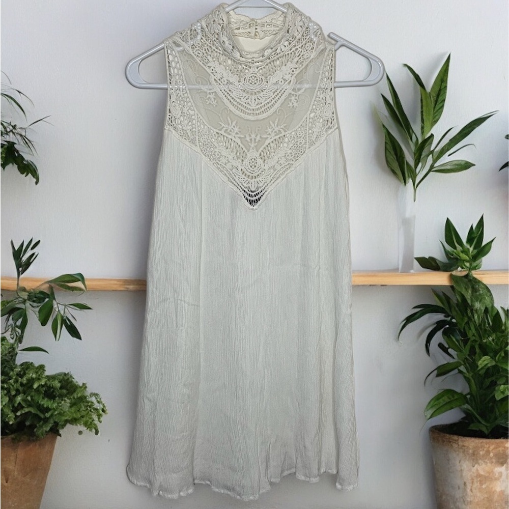 Lulus Womens Small White Halter Top Dress w/ Lace Top Perfect For Bridal Shower!